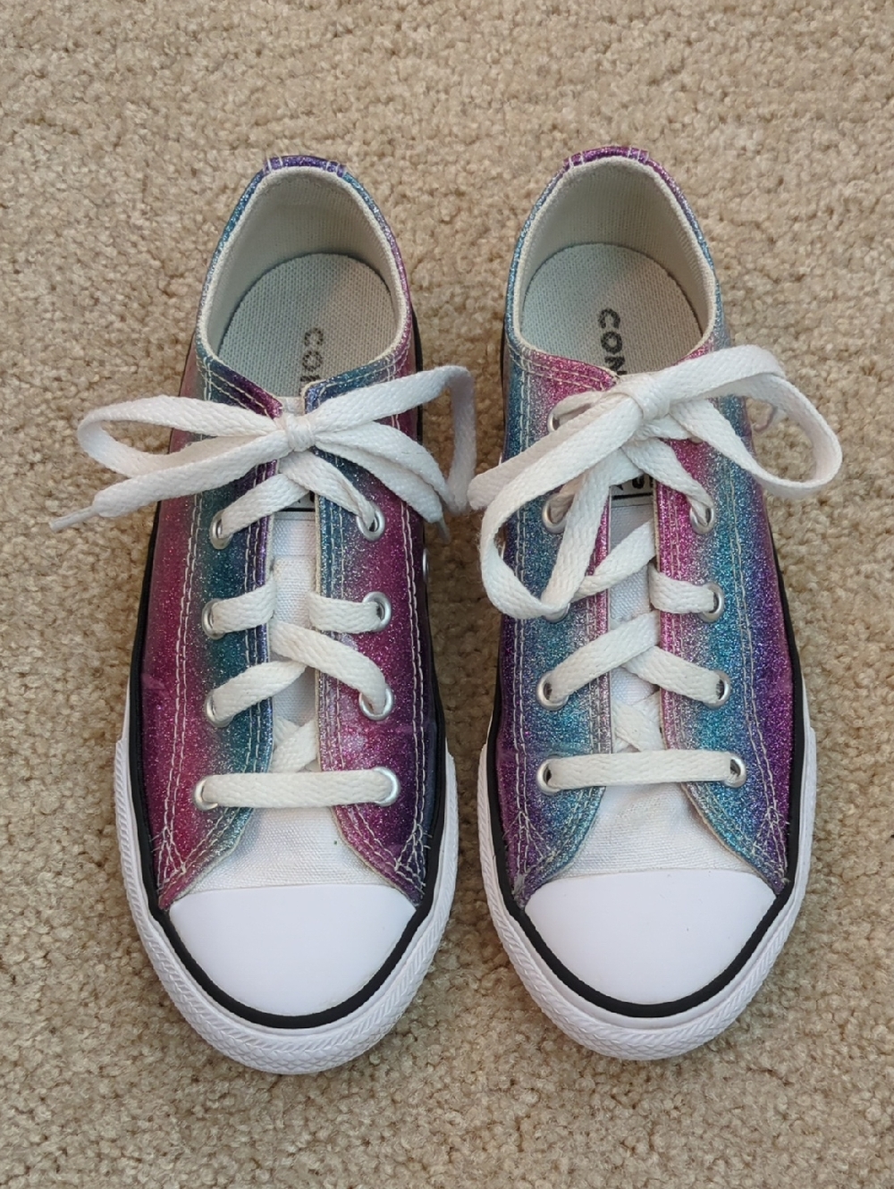 Converse Kids Glitter Ombre Low-Top Sneakers in Pink, Purple & Blue